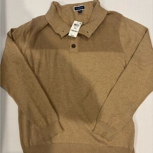 NWT Club Room Mens Tan Mock Neck Long Sleeve 100% Cotton Sweater Size XXL RT $60